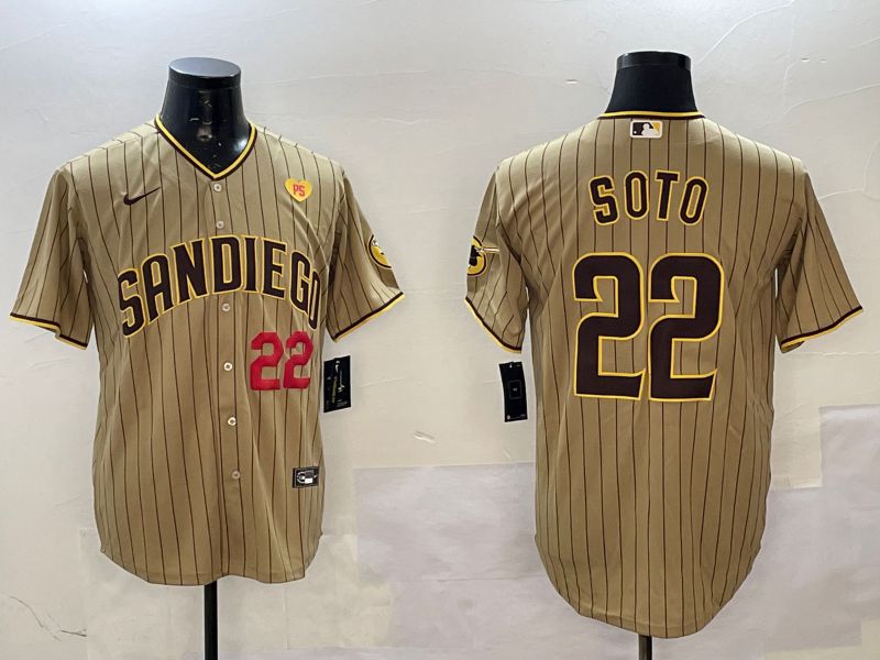 Men San Diego Padres #22 Soto Brown Stripe Game 2025 Nike MLB Jersey style 5->san diego padres->MLB Jersey